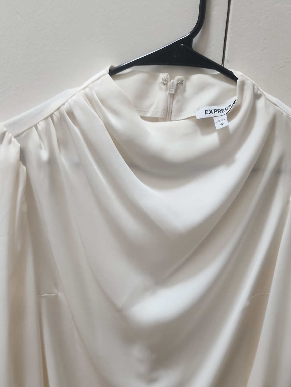 Express Cream Satin Cowl Neck Blouse
